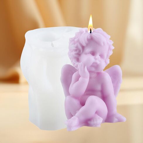 Angel Candle Mold Angel Boy Silicone Candle Molds Angel Silicone Molds for Candle Making Candle Home Decorate Mold Aromatherapy Gypsum Candles Clay Craft in Saudi Arabia