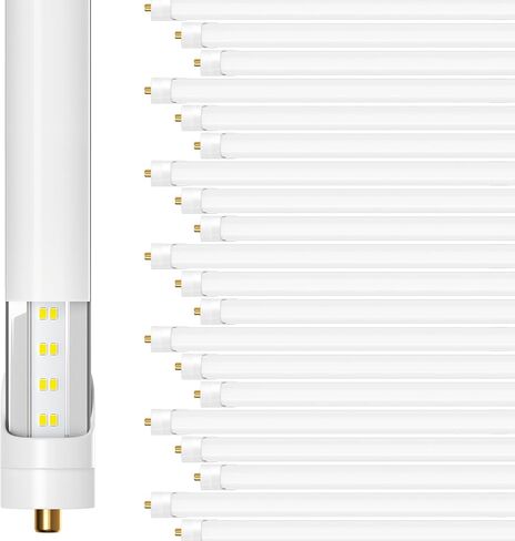 8ft LED Bulbs, 8 Foot LED Tube Light (20 Pack) 45W 6000lm 6500K, Super Bright,T8 Single Pin FA8 Lights, Clear Cover,8 Foot LED Bulbs to Replace T8 T12 T10 Fluorescent Light Bulbs in Saudi Arabia