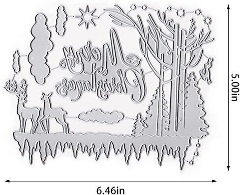 Christmas Trees Elk Die Cuts for Card Making, Xmas Forest Deer Background Cutting Dies Merry Christmas Words Dies Stencils Embossing Template for Scrapbooking DIY Cards Album Crafts Supplies in Saudi Arabia