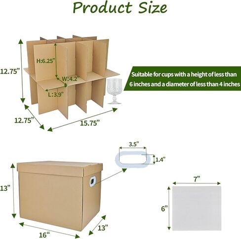 3 Sets Moving Boxes with Two-layer Divider Kits, 16 x 13 x 13 Inch Box with Lid for Glassware Wine Packing Kitchen Moving Box Corrugate Dividers with 72 Pcs Foam Pouches in Saudi Arabia
