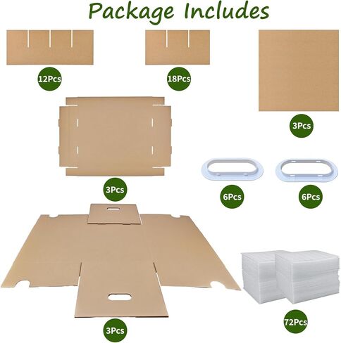 3 Sets Moving Boxes with Two-layer Divider Kits, 16 x 13 x 13 Inch Box with Lid for Glassware Wine Packing Kitchen Moving Box Corrugate Dividers with 72 Pcs Foam Pouches in Saudi Arabia