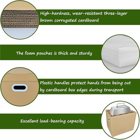 3 Sets Moving Boxes with Two-layer Divider Kits, 16 x 13 x 13 Inch Box with Lid for Glassware Wine Packing Kitchen Moving Box Corrugate Dividers with 72 Pcs Foam Pouches in Saudi Arabia