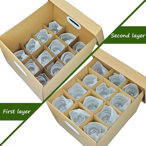 3 Sets Moving Boxes with Two-layer Divider Kits, 16 x 13 x 13 Inch Box with Lid for Glassware Wine Packing Kitchen Moving Box Corrugate Dividers with 72 Pcs Foam Pouches in Saudi Arabia