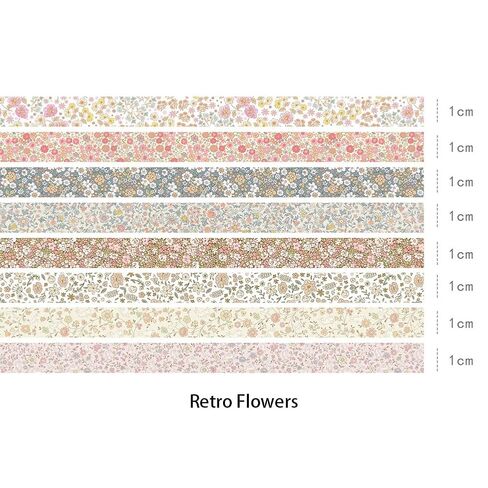Washi Tape Set Vintage Floral Prints Masking DIY Craft Decorative Tapes for Scrapbook Supplies Junk Journaling Painter 8 Roll in Saudi Arabia