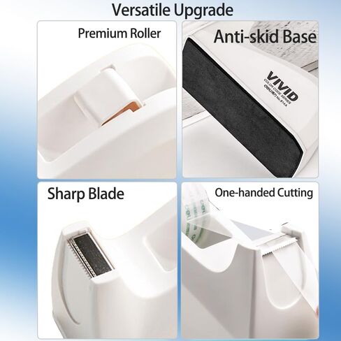 1Pcs Desktop Tape Dispenser Adhesive Roll Holder with Nonskid Base, Great for School or Office, White(Tape not Included) in Saudi Arabia