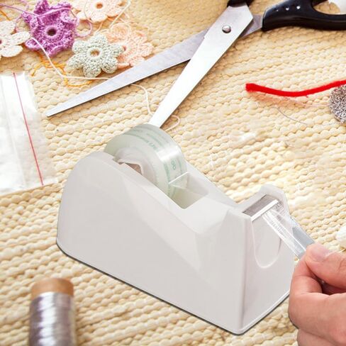 1Pcs Desktop Tape Dispenser Adhesive Roll Holder with Nonskid Base, Great for School or Office, White(Tape not Included) in Saudi Arabia