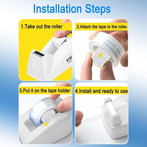 1Pcs Desktop Tape Dispenser Adhesive Roll Holder with Nonskid Base, Great for School or Office, White(Tape not Included) in Saudi Arabia