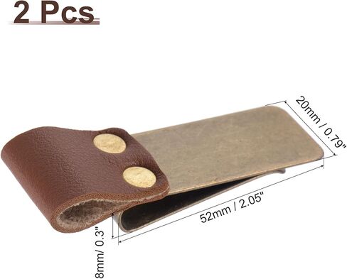 MECCANIXITY 50mm Stainless Steel Clip with PU Leather Pen Loop Pencil Holder for Notebook Journal Diary, Gold Brown Pack of 2 in Saudi Arabia