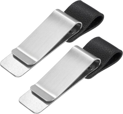 MECCANIXITY 50mm Stainless Steel Clip with PU Leather Pen Loop Pencil Holder for Notebook Journal Diary, Gold Brown Pack of 2 in Saudi Arabia