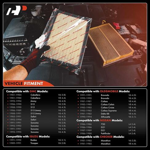 A-Premium Engine Air Filter Compatible with Chevrolet Malibu, Impala, Monte Carlo, Caprice, Camaro & Nissan Pathfinder & Buick Regal, Century & Cadillac DeVille & Checker Marathon & Isuzu & Oldsmobile in Saudi Arabia