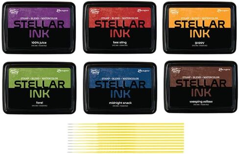 Simon Hurley Stellar Dye Ink Bundles - SHC Stellar Ink Pads & Reinkers, Released May 2025, with Trebbies Detail Sticks (6 Bold Ink Pads) in Saudi Arabia