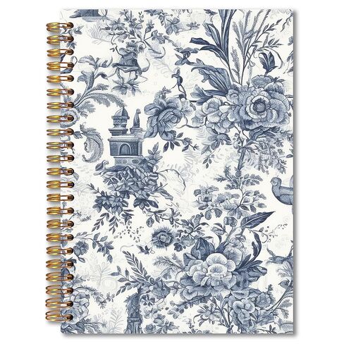 MKIJUHB Vintage Toile de Jouy Floral Notebook 5.5x8.3, Blue and White Floral Journal for Women, Elegant Classical French Botanical Flower Notebook for Note Taking in Saudi Arabia