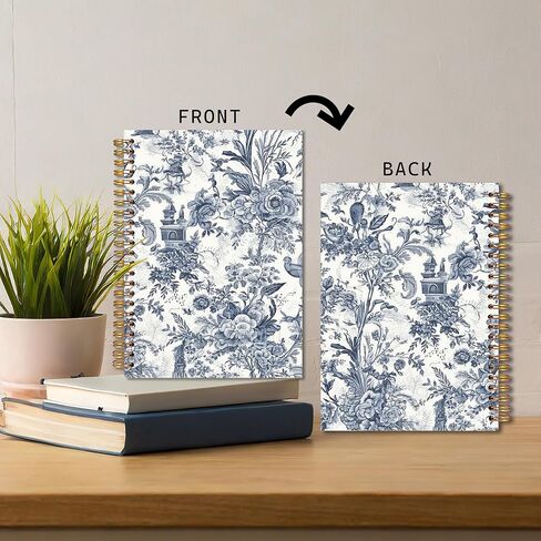MKIJUHB Vintage Toile de Jouy Floral Notebook 5.5x8.3, Blue and White Floral Journal for Women, Elegant Classical French Botanical Flower Notebook for Note Taking in Saudi Arabia