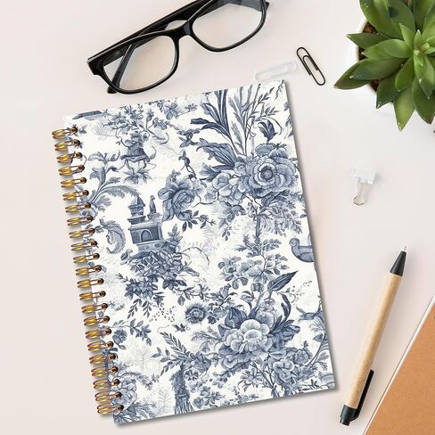 MKIJUHB Vintage Toile de Jouy Floral Notebook 5.5x8.3, Blue and White Floral Journal for Women, Elegant Classical French Botanical Flower Notebook for Note Taking in Saudi Arabia