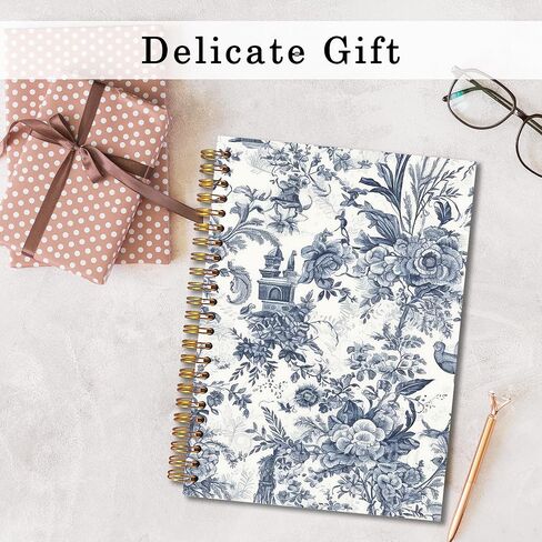 MKIJUHB Vintage Toile de Jouy Floral Notebook 5.5x8.3, Blue and White Floral Journal for Women, Elegant Classical French Botanical Flower Notebook for Note Taking in Saudi Arabia