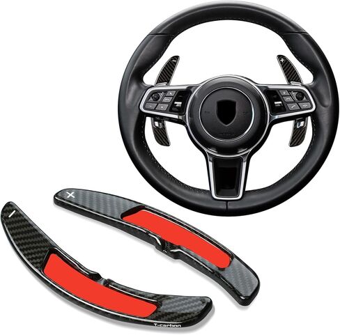 T-carbon Carbon Fiber Steering Wheel Paddle Shifter Extension Compatible with Porsche Macan 2016-2021, Paddle Shifter Cover Compatible with Panamera 2017-2020, Cayenne 2016-2022, Black in Saudi Arabia