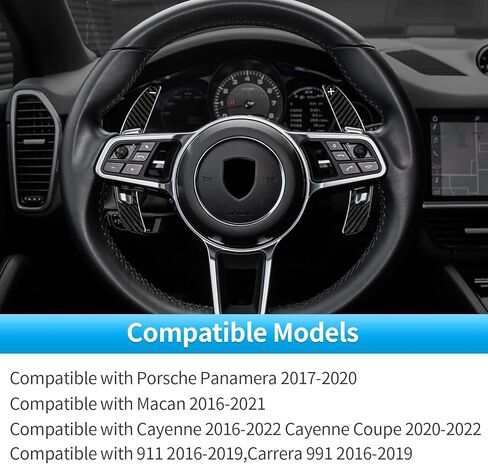 T-carbon Carbon Fiber Steering Wheel Paddle Shifter Extension Compatible with Porsche Macan 2016-2021, Paddle Shifter Cover Compatible with Panamera 2017-2020, Cayenne 2016-2022, Black in Saudi Arabia