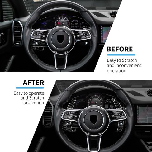 T-carbon Carbon Fiber Steering Wheel Paddle Shifter Extension Compatible with Porsche Macan 2016-2021, Paddle Shifter Cover Compatible with Panamera 2017-2020, Cayenne 2016-2022, Black in Saudi Arabia