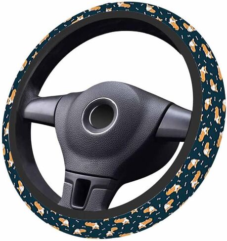Corgi Car Steering Wheel Cover and a Bone Steering Wheel Cover Car Decor Suitable for Most Vehicles Including Trucks and SUV in Saudi Arabia