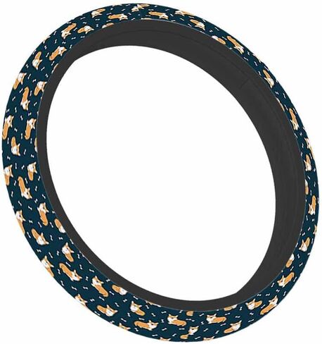 Corgi Car Steering Wheel Cover and a Bone Steering Wheel Cover Car Decor Suitable for Most Vehicles Including Trucks and SUV in Saudi Arabia