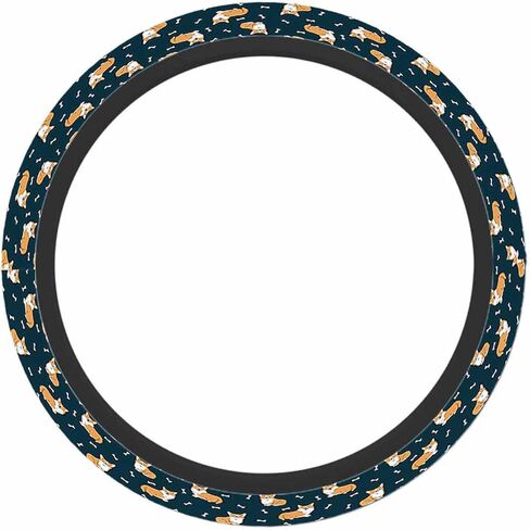 Corgi Car Steering Wheel Cover and a Bone Steering Wheel Cover Car Decor Suitable for Most Vehicles Including Trucks and SUV in Saudi Arabia