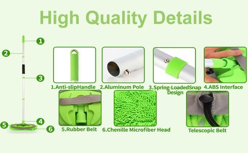 62 Inch Car wash Brush with Long Aluminum Pole, Car Wash Brush Microfiber Car Cleaning Brush Kit, Washing Mop Kit of Scratch-Free Replacement Head for Car, RV Truck ,(Green) in Saudi Arabia