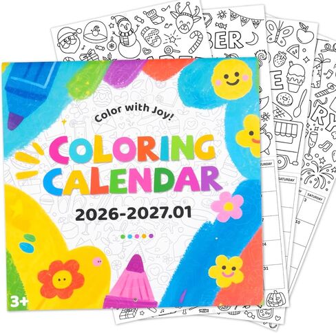 Coloring Calendar 2026, Wall Calendar for Kids, Color Your Own Calendar 12 Months, January to December, Jan.2026 - Jan.2027, Fun Art Activity for Children in Saudi Arabia