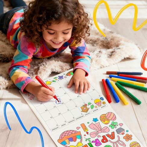 Coloring Calendar 2026, Wall Calendar for Kids, Color Your Own Calendar 12 Months, January to December, Jan.2026 - Jan.2027, Fun Art Activity for Children in Saudi Arabia