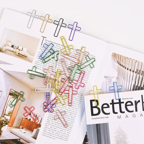 30 Pcs Cross Paper Clips 3.4 x 2.3 cm Multicolor Bible Cute Bookmarks Supplies for Adult Students Journaling Notebook Document Organization School Office (Colorful) in Saudi Arabia