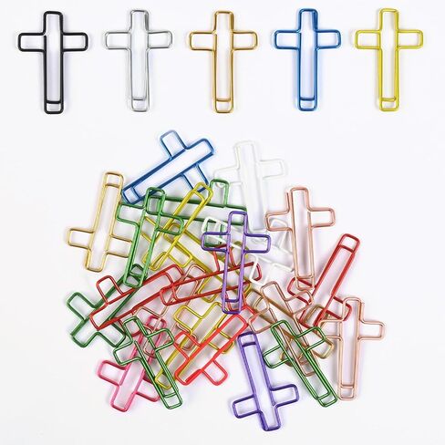 30 Pcs Cross Paper Clips 3.4 x 2.3 cm Multicolor Bible Cute Bookmarks Supplies for Adult Students Journaling Notebook Document Organization School Office (Colorful) in Saudi Arabia