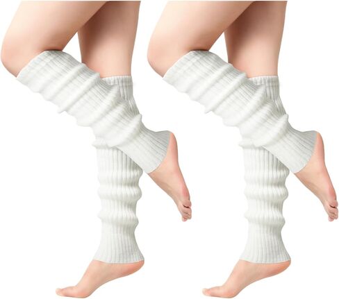 3 Pairs Leg Warmers for Women - Leg Warmers 80s Ribbed Knitted Long Socks for Party Sports in Kuwait