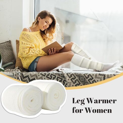 3 Pairs Leg Warmers for Women - Leg Warmers 80s Ribbed Knitted Long Socks for Party Sports in Kuwait