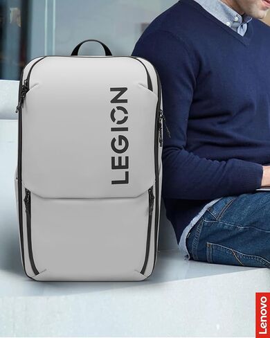 حقيبة ظهر للكمبيوتر المحمول Lenovo Legion Gaming GB800، سعة 21 لتر، تناسب أجهزة الكمبيوتر المحمول مقاس 17 بوصة، مقاومة للماء، ثلاثة أقسام رئيسية و19 جيبًا مخصصًا، رمادي فاتح in Kuwait