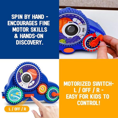 Motorized Spinning Gear Building Toys for Kids, Space Rocket STEM Construction Set, Educational Interlocking Building Blocks Puzzle | Gear Toys for Toddlers Ages 3-8 in Kuwait