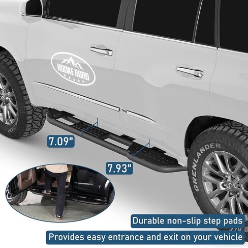 Hooke Road GX460 Running Board Side Step Bars for 2010-2023 Lexus GX460, 7.9" Wide Non-Slip Step Rock Sliders, Kick-Out Protection, Trail-Ready Steel Build in Saudi Arabia