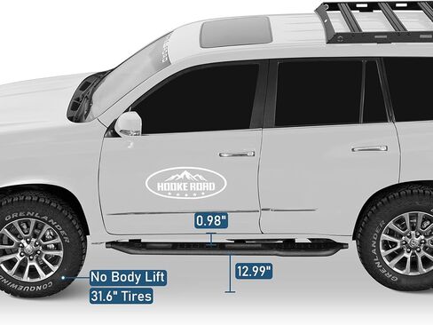 Hooke Road GX460 Running Board Side Step Bars for 2010-2023 Lexus GX460, 7.9" Wide Non-Slip Step Rock Sliders, Kick-Out Protection, Trail-Ready Steel Build in Saudi Arabia