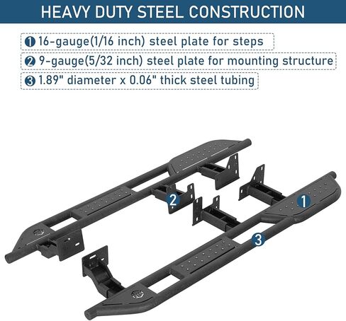 Hooke Road GX460 Running Board Side Step Bars for 2010-2023 Lexus GX460, 7.9" Wide Non-Slip Step Rock Sliders, Kick-Out Protection, Trail-Ready Steel Build in Saudi Arabia