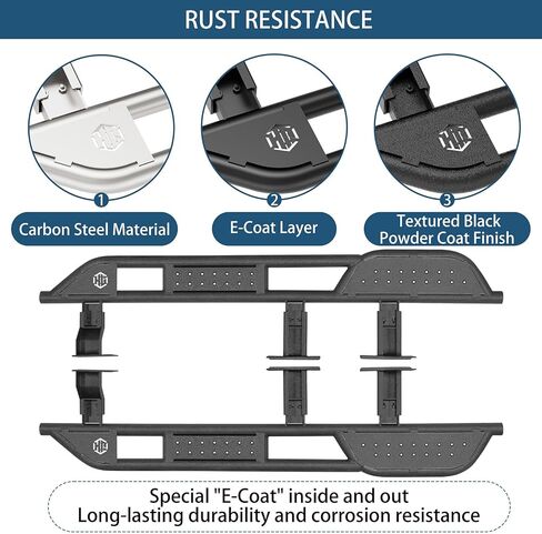 Hooke Road GX460 Running Board Side Step Bars for 2010-2023 Lexus GX460, 7.9" Wide Non-Slip Step Rock Sliders, Kick-Out Protection, Trail-Ready Steel Build in Saudi Arabia