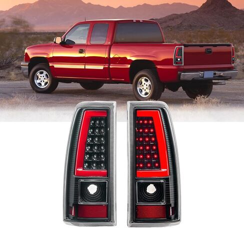 مصابيح خلفية LED متوافقة مع 2003-2006 Chevy Silverado 1500 2500 3500 2007 عدسة شفافة سوداء داخلية حمراء حليبية غطاء Drl OE استبدال GM2800174، GM2801174 in Saudi Arabia