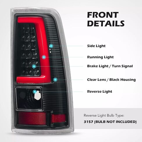مصابيح خلفية LED متوافقة مع 2003-2006 Chevy Silverado 1500 2500 3500 2007 عدسة شفافة سوداء داخلية حمراء حليبية غطاء Drl OE استبدال GM2800174، GM2801174 in Saudi Arabia