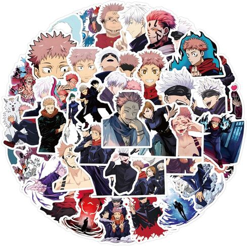 Jujutsu Kaisen Stickers for Water Bottles 55 Pcs Waterproof, Beautiful and Fashionable Stickers, Suitable for Cups, Phones, Bicycles, Guitars, Suitcases,Piano,Skateboard. in Saudi Arabia