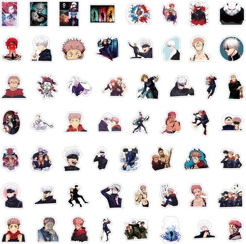 Jujutsu Kaisen Stickers for Water Bottles 55 Pcs Waterproof, Beautiful and Fashionable Stickers, Suitable for Cups, Phones, Bicycles, Guitars, Suitcases,Piano,Skateboard. in Saudi Arabia