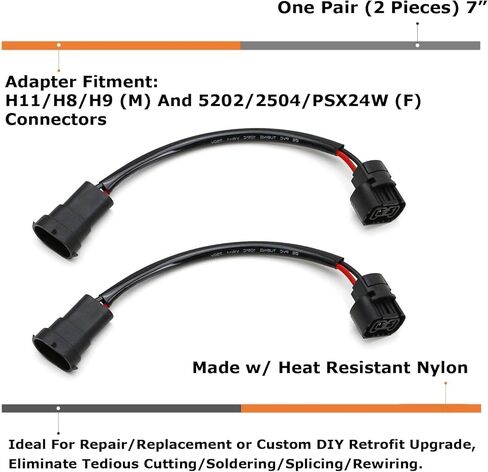 iJDMTOY H11 H8 (ذكر) إلى 5202 2504 (أنثى) أسلاك مقابس ضفيرة متوافقة مع مصابيح الضباب التحديثية أو التحويل in Saudi Arabia