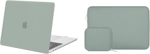 MOSISO Compatible with MacBook Pro 13 inch Case M2 2024, 2023, 2022-2016 A2338 M1 A2251 A2289 A2159 A1989 A1708 A1706, Plastic Hard Shell Case Cover&Neoprene Sleeve Bag with Small Case, Antique Green in Saudi Arabia