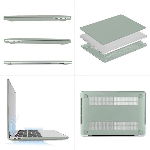 MOSISO Compatible with MacBook Pro 13 inch Case M2 2024, 2023, 2022-2016 A2338 M1 A2251 A2289 A2159 A1989 A1708 A1706, Plastic Hard Shell Case Cover&Neoprene Sleeve Bag with Small Case, Antique Green in Saudi Arabia