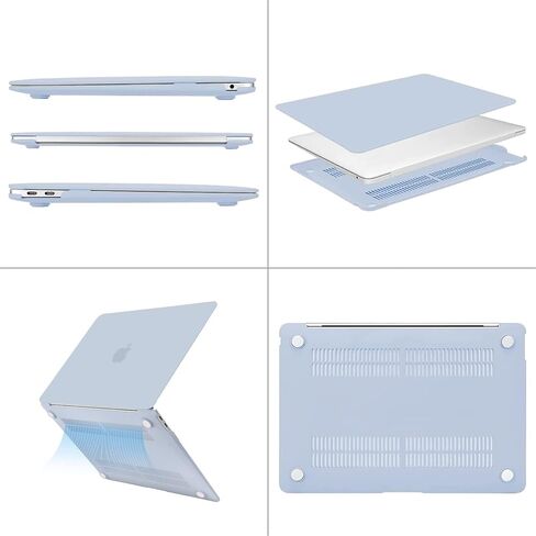 حافظة MOSISO متوافقة مع جهاز MacBook Air 13 بوصة 2022، إصدار 2021-2018 A2337 M1 A2179 A1932 Retina Display Touch ID، غطاء صلب من البلاستيك وغطاء لوحة المفاتيح وواقي شاشة وحقيبة تخزين، أزرق فاتح in Saudi Arabia