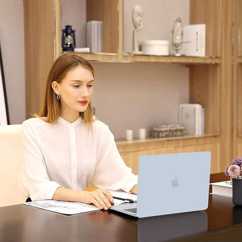 حافظة MOSISO متوافقة مع جهاز MacBook Air 13 بوصة 2022، إصدار 2021-2018 A2337 M1 A2179 A1932 Retina Display Touch ID، غطاء صلب من البلاستيك وغطاء لوحة المفاتيح وواقي شاشة وحقيبة تخزين، أزرق فاتح in Saudi Arabia