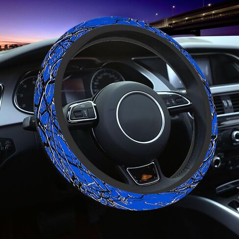 Peony Car Steering Wheel Cover Purple Flowers and Green Leaves Steering Wheel Cover Car Decor Suitable for Most Vehicles Including Trucks and SUV in Saudi Arabia