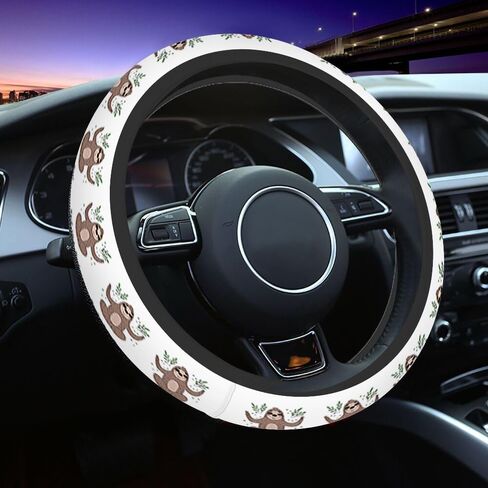 Peony Car Steering Wheel Cover Purple Flowers and Green Leaves Steering Wheel Cover Car Decor Suitable for Most Vehicles Including Trucks and SUV in Saudi Arabia