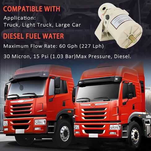Diesel Fuel Filter Oil Water Separator for Turbine Marine Outboard Superior 60 GPH, 30 Micron Replace 500FH 500FG in Saudi Arabia